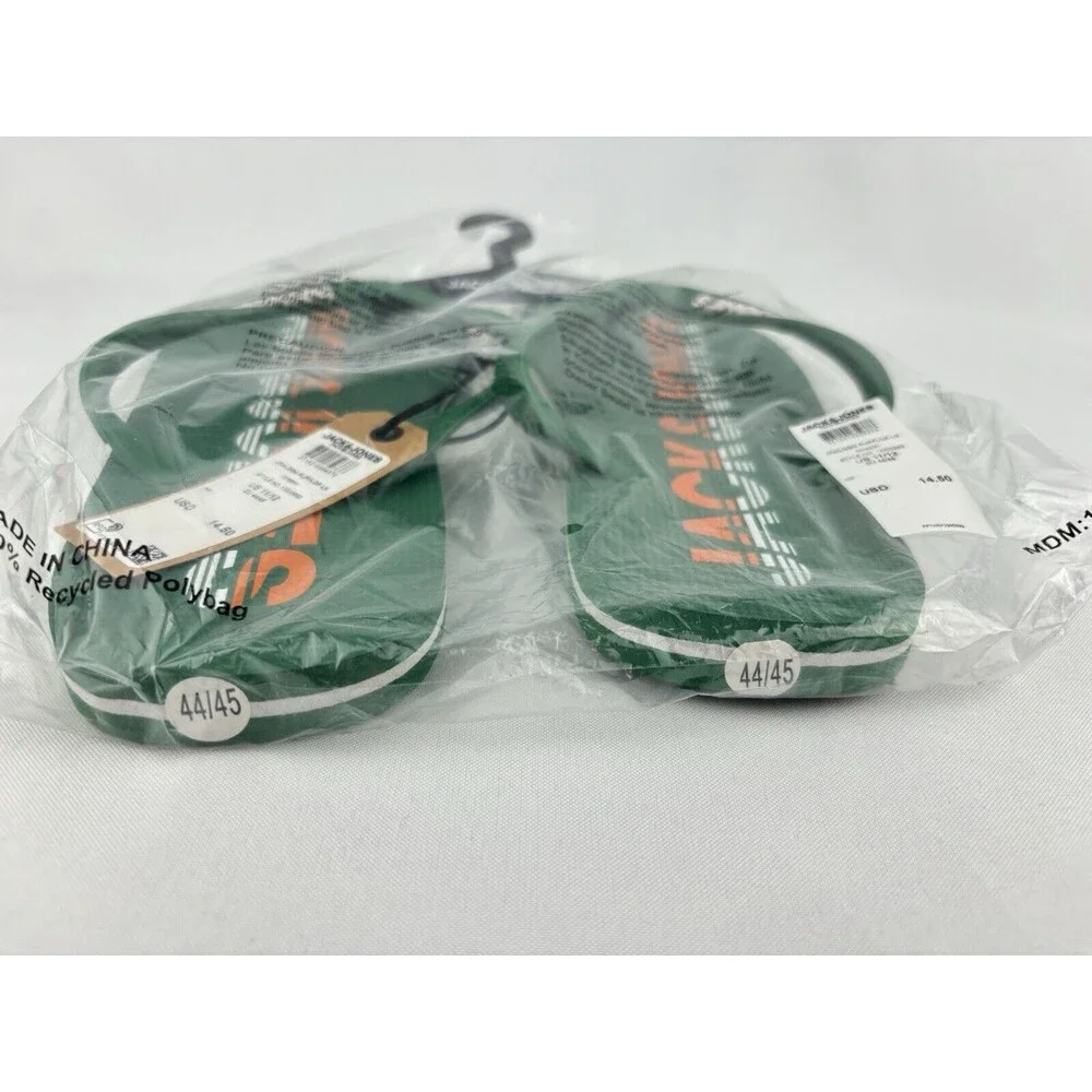 JACK & JONES‎ Premium Flip Flops Sandals Amazon Green Orange Logo Size 11/12